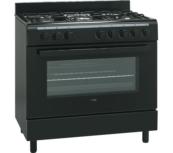 LOGIK LFTG90B18 90 cm Dual Fuel Range Cooker – Black