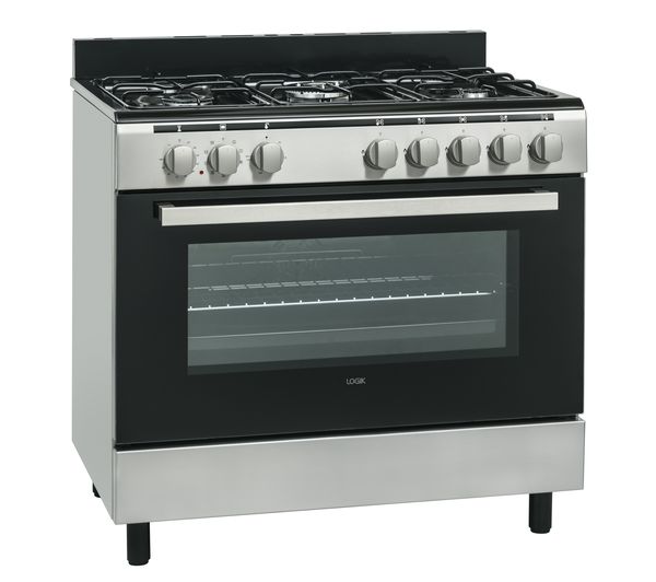 LOGIK LFTG90X18 90 cm Dual Fuel Range Cooker – Stainless Steel