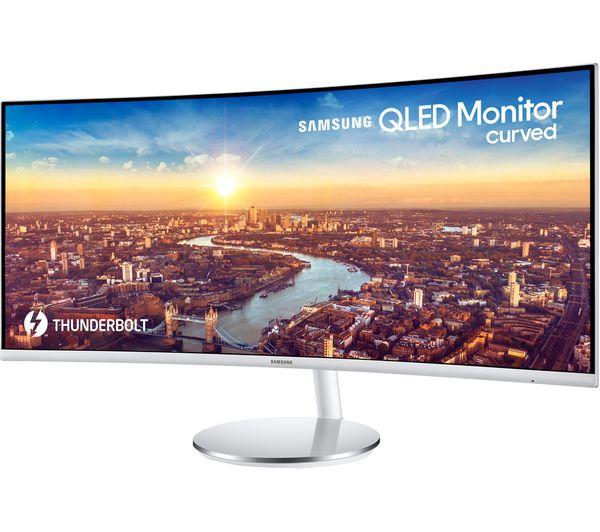 SAMSUNG LC34J791WTPXXU Quad HD 34" Curved LED Monitor - White & Silver