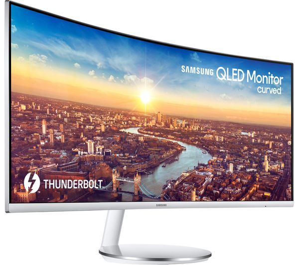 SAMSUNG LC34J791WTPXXU Quad HD 34" Curved LED Monitor - White & Silver
