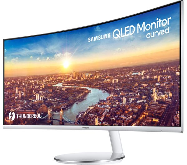SAMSUNG LC34J791WTPXXU Quad HD 34" Curved LED Monitor - White & Silver