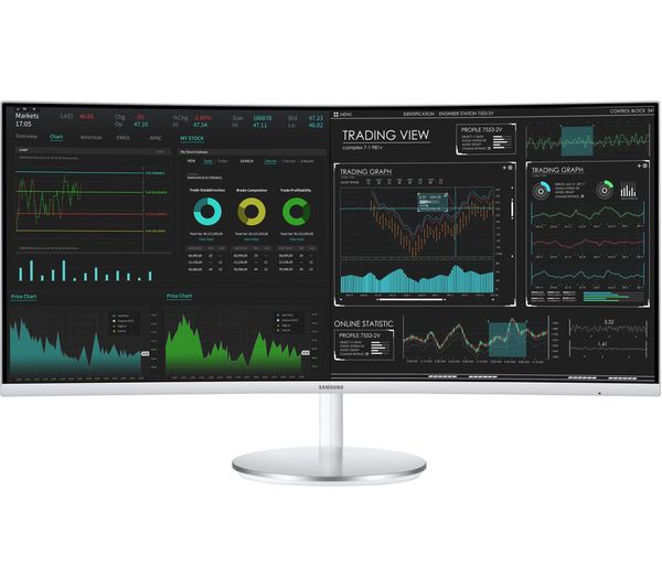 SAMSUNG LC34J791WTPXXU Quad HD 34" Curved LED Monitor - White & Silver