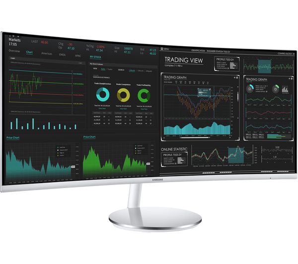 SAMSUNG LC34J791WTPXXU Quad HD 34" Curved LED Monitor - White & Silver