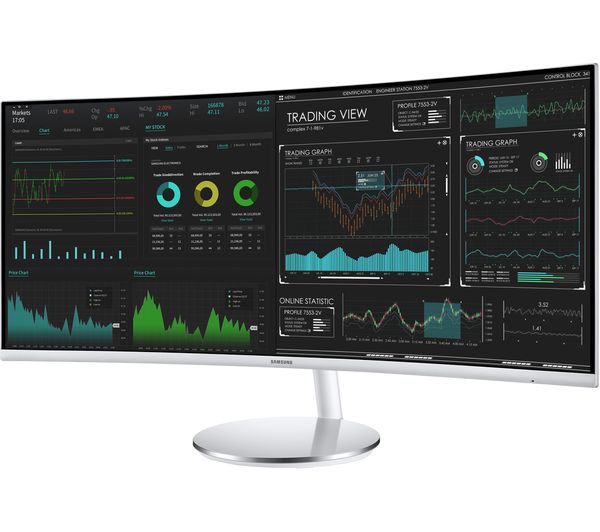 SAMSUNG LC34J791WTPXXU Quad HD 34" Curved LED Monitor - White & Silver