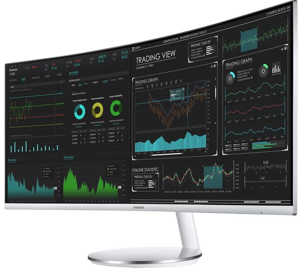 SAMSUNG LC34J791WTPXXU Quad HD 34" Curved LED Monitor - White & Silver