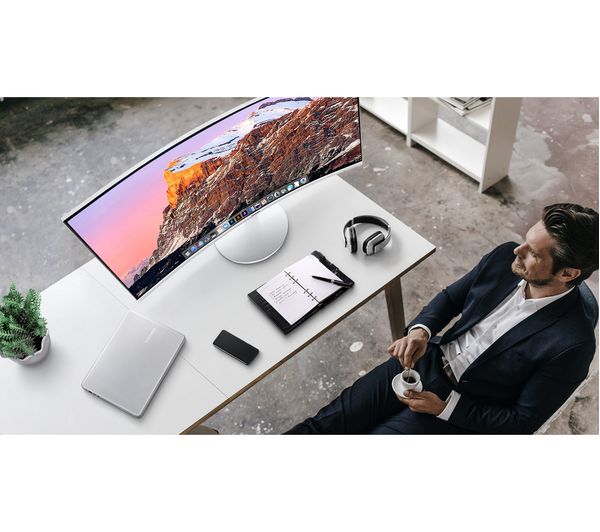 SAMSUNG LC34J791WTPXXU Quad HD 34" Curved LED Monitor - White & Silver