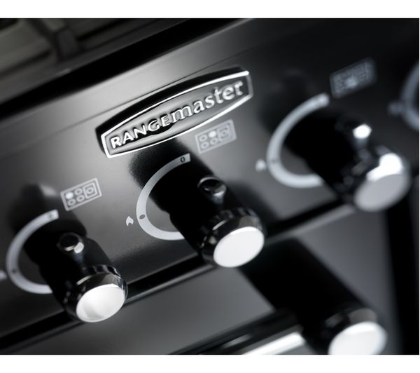 RANGEMASTER Kitchener 100 cm Dual Fuel Range Cooker - Black & Chrome