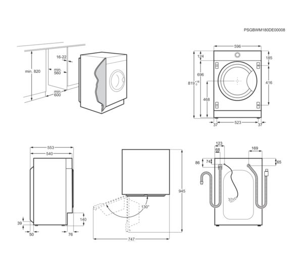 AEG L7WC8632BI Integrated 8 kg Washer Dryer