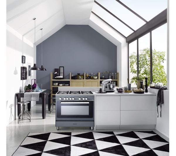 KENWOOD CK306 90 cm Dual Fuel Range Cooker - Black & Chrome