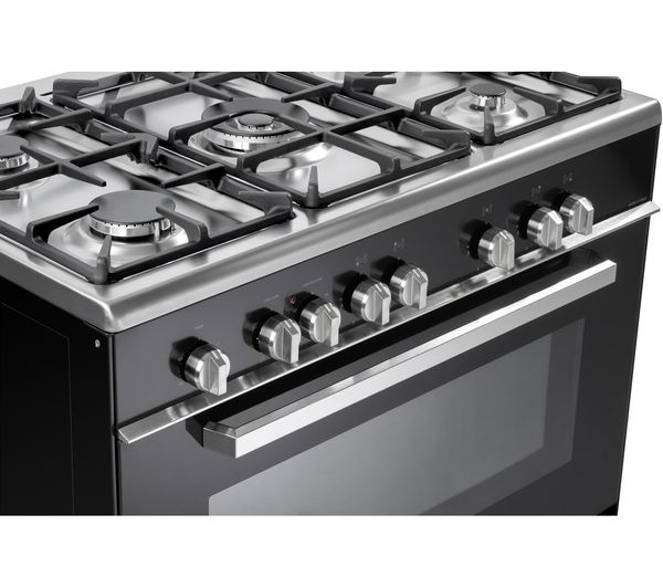 KENWOOD CK306 90 cm Dual Fuel Range Cooker - Black & Chrome