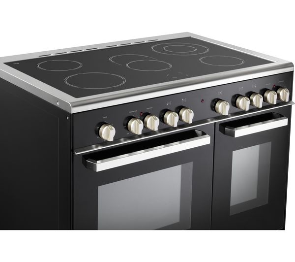 KENWOOD CK418 90 cm Electric Ceramic Range Cooker - Black & Chrome