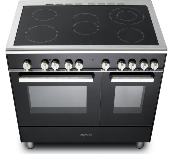 KENWOOD CK418 90 cm Electric Ceramic Range Cooker - Black & Chrome