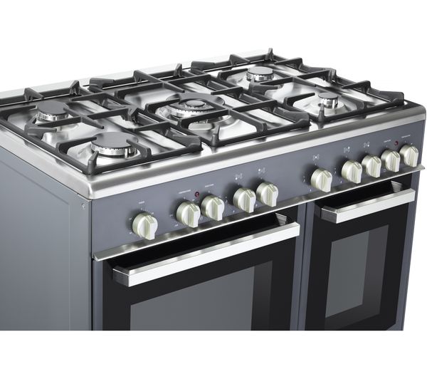KENWOOD CK406SL 90 cm Dual Fuel Range Cooker - Slate Grey & Chrome