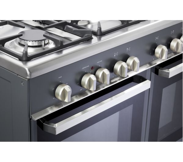 KENWOOD CK406SL 90 cm Dual Fuel Range Cooker - Slate Grey & Chrome