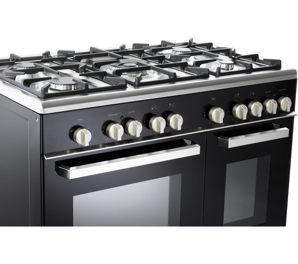 KENWOOD CK406 90 cm Dual Fuel Range Cooker - Black & Chrome