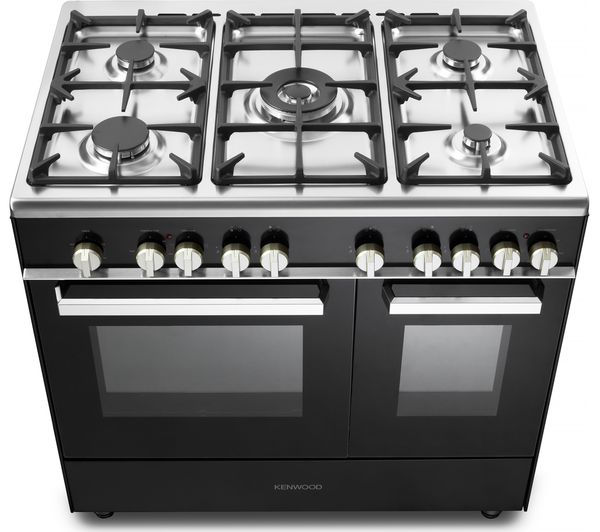 KENWOOD CK406 90 cm Dual Fuel Range Cooker - Black & Chrome