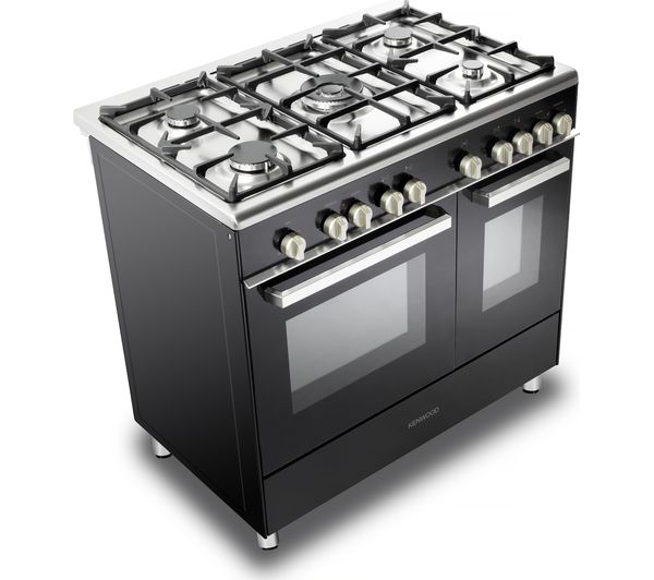KENWOOD CK406 90 cm Dual Fuel Range Cooker - Black & Chrome