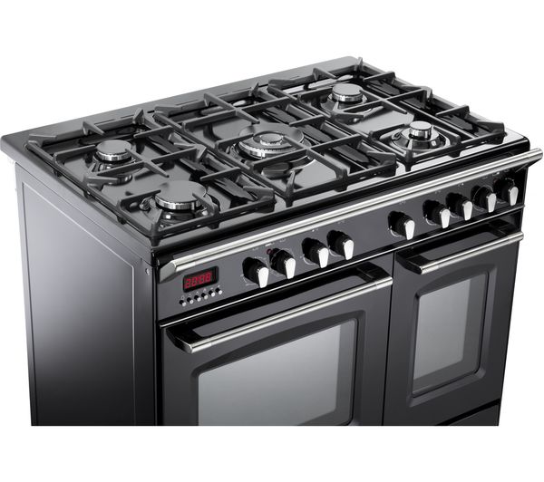 KENWOOD CK435BL 90 cm Dual Fuel Range Cooker - Black & Stainless Steel