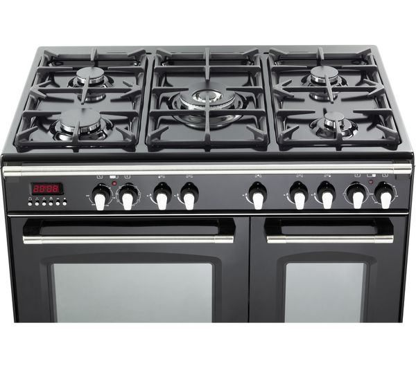 KENWOOD CK435BL 90 cm Dual Fuel Range Cooker - Black & Stainless Steel