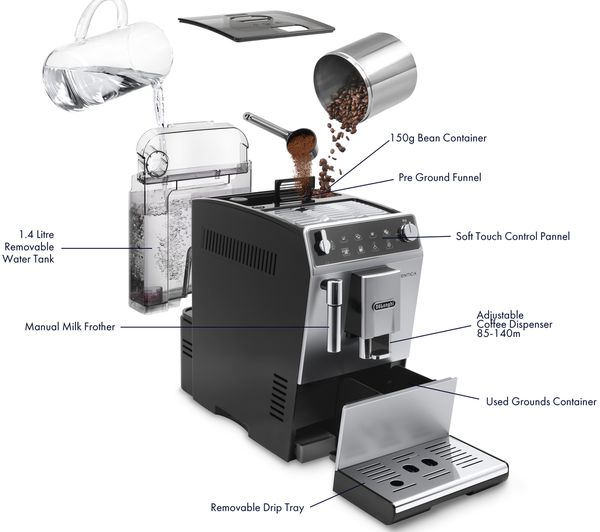 DELONGHI Autentica ETAM 29.510.SB Bean to Cup Coffee Machine - Silver & Black