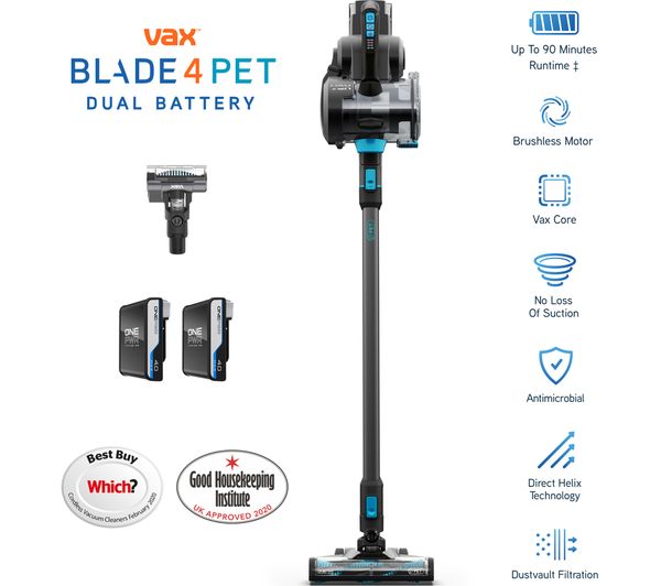 VAX Blade 4 Pet Dual Battery CLSV-B4DP Cordless Vacuum Cleaner – Graphite & Blue