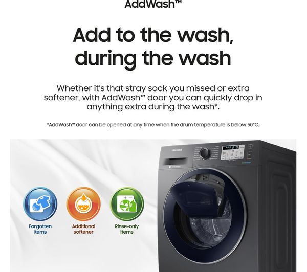 SAMSUNG Series 6 AddWash + Auto Dose WW90T684DLN S1 WiFi-enabled 9 kg 1400 Spin Washing Machine - Graphite