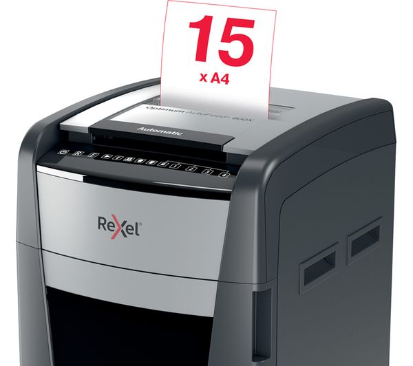 REXEL Optimum AutoFeed+ 600X Cross Cut Paper Shredder