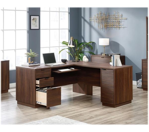 TEKNIK Elstree 5426914 L-Shaped Desk - Spiced Mahogany