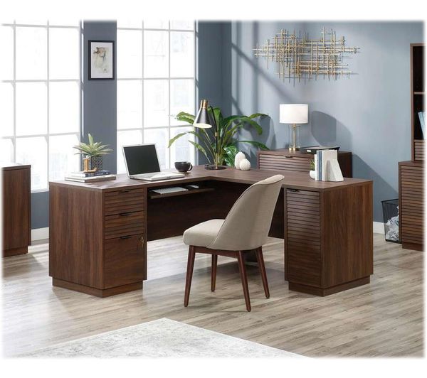 TEKNIK Elstree 5426914 L-Shaped Desk - Spiced Mahogany