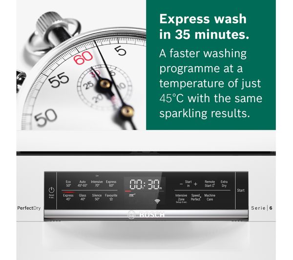 BOSCH Series 6 Perfect Dry SMS6ZDW48G Full-size WiFi-enabled Dishwasher - White