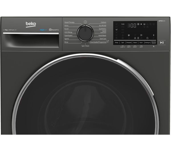 BEKO Pro AquaTech B5W5941AG Bluetooth 9 kg 1400 Spin Washing Machine – Graphite