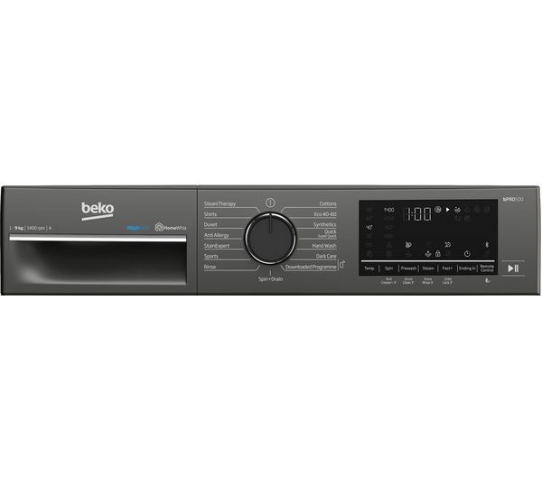 BEKO Pro AquaTech B5W5941AG Bluetooth 9 kg 1400 Spin Washing Machine – Graphite