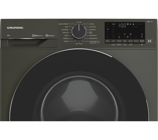 GRUNDIG FiberCatcher GW78941FG Bluetooth 9 kg 1400 Spin Washing Machine - Graphite