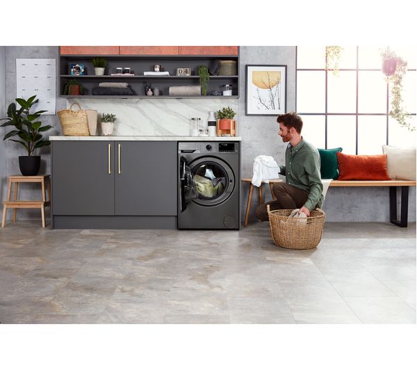 GRUNDIG FiberCatcher GW78941FG Bluetooth 9 kg 1400 Spin Washing Machine - Graphite