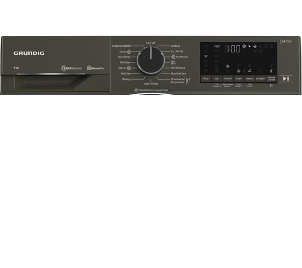 GRUNDIG FiberCatcher GW78941FG Bluetooth 9 kg 1400 Spin Washing Machine - Graphite