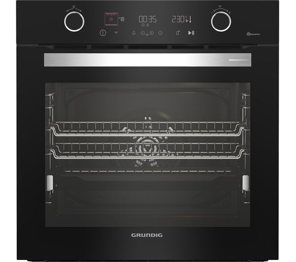 GRUNDIG GEBM12401BP Electric Pyrolytic Smart Oven - Black & Stainless Steel