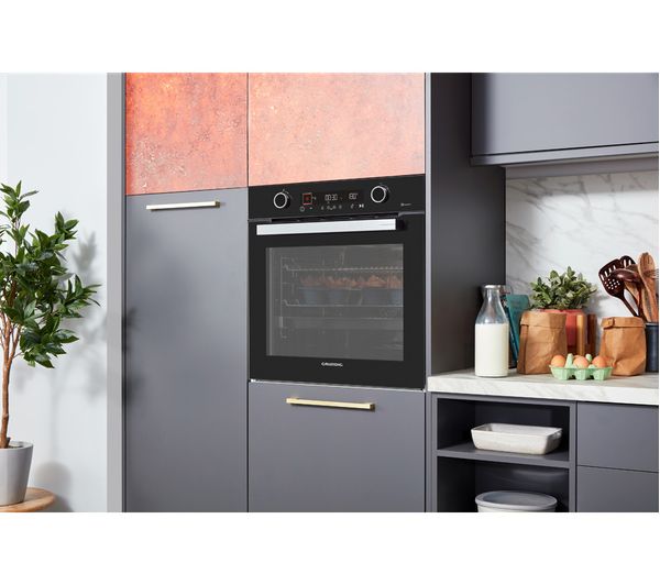 GRUNDIG GEBM12401BP Electric Pyrolytic Smart Oven - Black & Stainless Steel