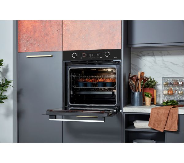 GRUNDIG GEBM12401BP Electric Pyrolytic Smart Oven - Black & Stainless Steel