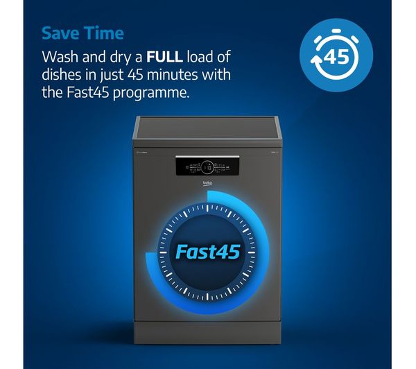BEKO Pro Fast45 BDEN38640FG Full-size Dishwasher - Graphite