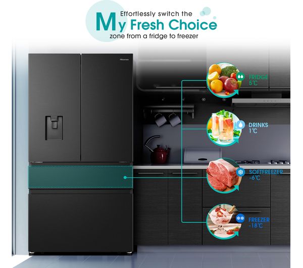 HISENSE PureFlat RF749N4WFF Fridge Freezer - Black Stainless Steel