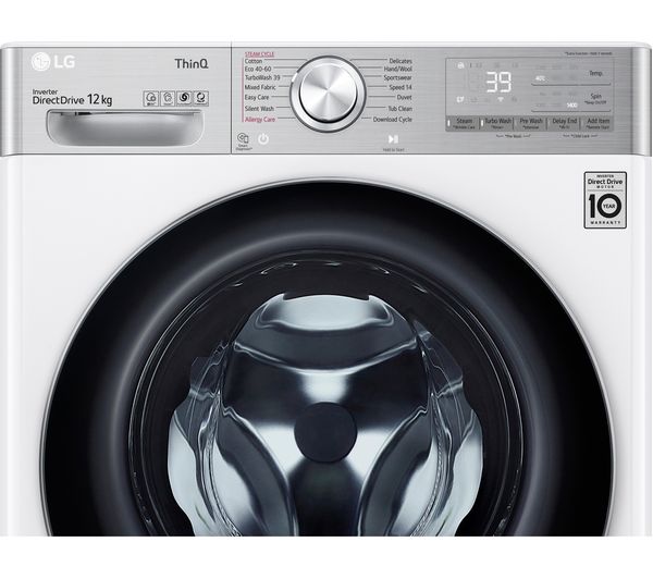 LG TurboWash 360 with Steam+ V10 F4V1012WTSE WiFi-enabled 12 kg 1400 Spin Washing Machine - White
