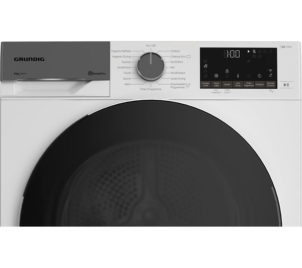 GRUNDIG GT56824CW WiFi-enabled 8 kg Heat Pump Tumble Dryer - White