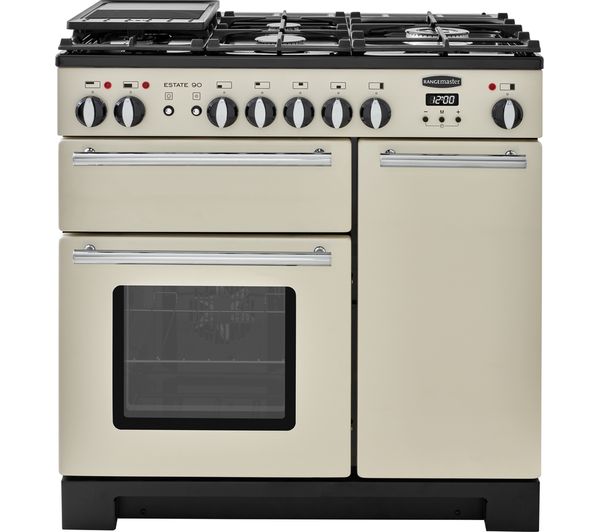 RANGEMASTER Estate 90 EST90DFFIV C Dual Fuel Range Cooker - Ivory & Chrome