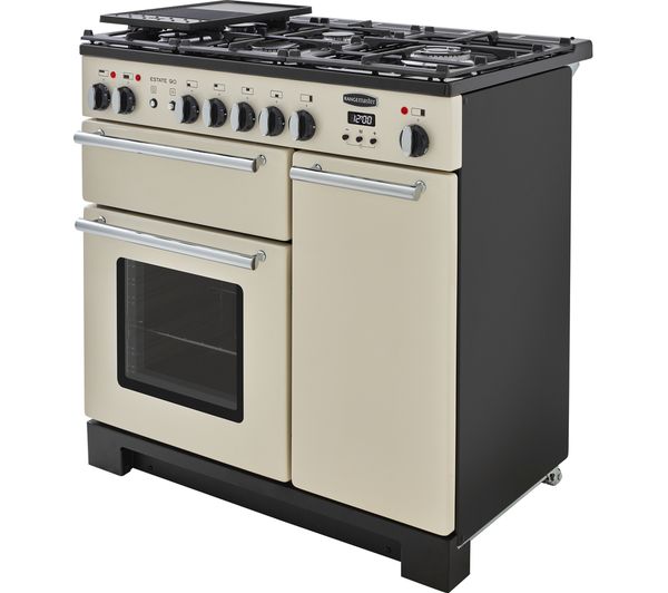RANGEMASTER Estate 90 EST90DFFIV C Dual Fuel Range Cooker - Ivory & Chrome
