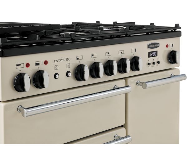 RANGEMASTER Estate 90 EST90DFFIV C Dual Fuel Range Cooker - Ivory & Chrome