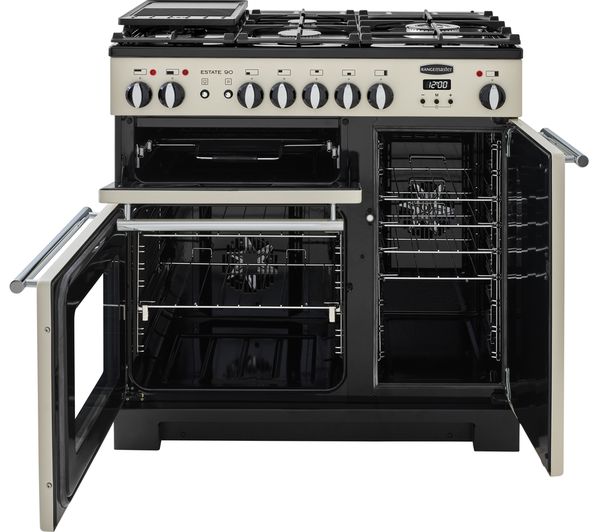 RANGEMASTER Estate 90 EST90DFFIV C Dual Fuel Range Cooker - Ivory & Chrome
