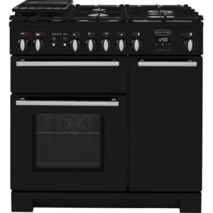 RANGEMASTER Estate 90 EST90DFFBL C Dual Fuel Range Cooker - Black & Chrome