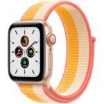APPLE Watch SE Cellular - Gold Aluminium with Maize & White Sport Loop  40 mm