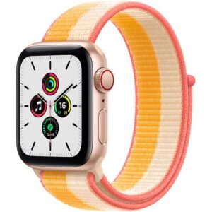 APPLE Watch SE Cellular - Gold Aluminium with Maize & White Sport Loop  40 mm