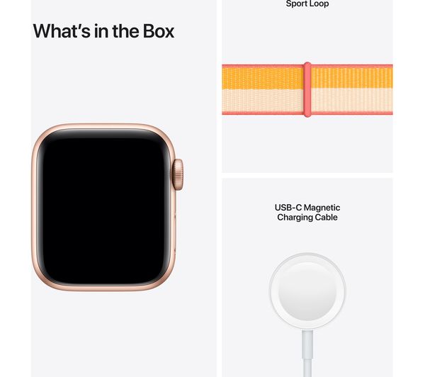 APPLE Watch SE Cellular - Gold Aluminium with Maize & White Sport Loop 40 mm
